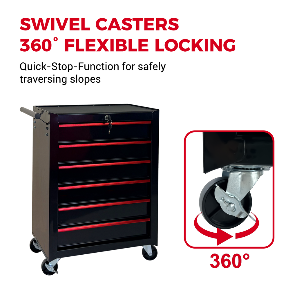 Rolling Metal Tool Chest with 6 Drawers