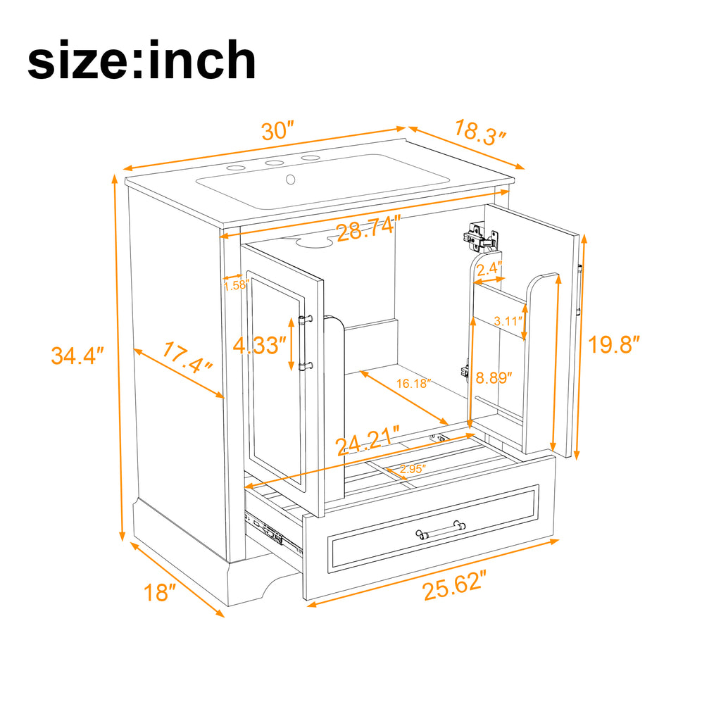 30" Bathroom Vanity with Sink