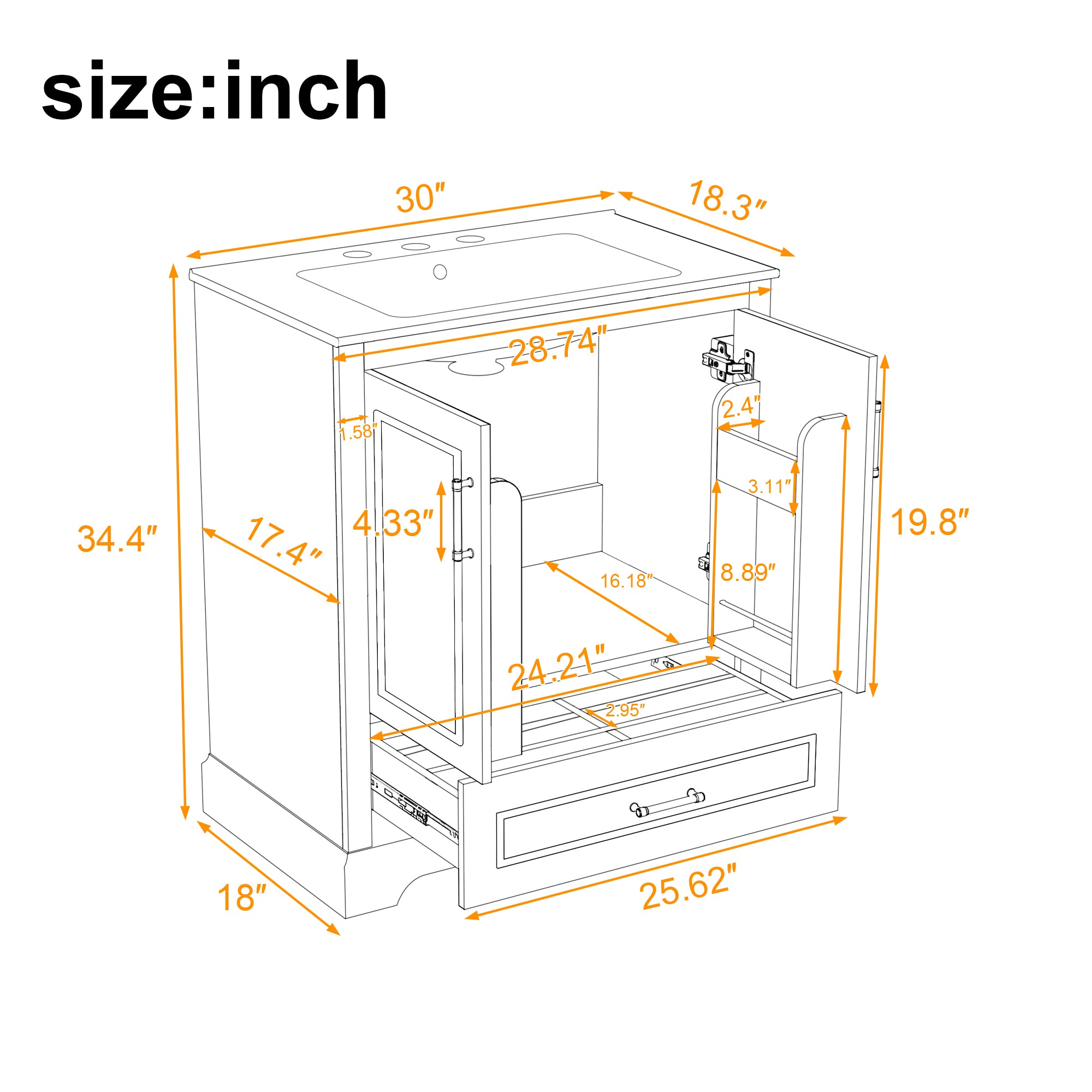30" Bathroom Vanity with Sink