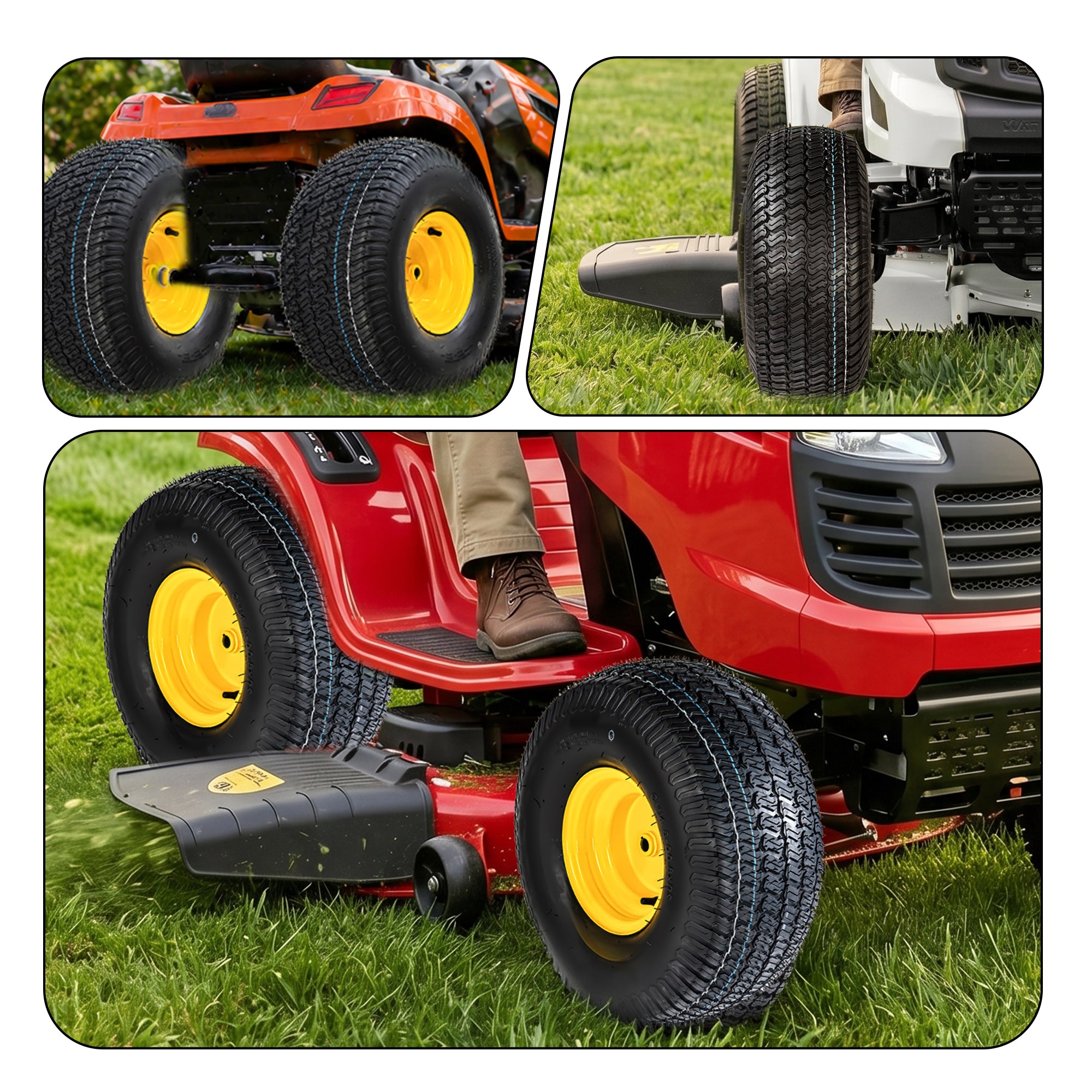 Set of 2 Lawn Mower Tires and Wheel Assembly