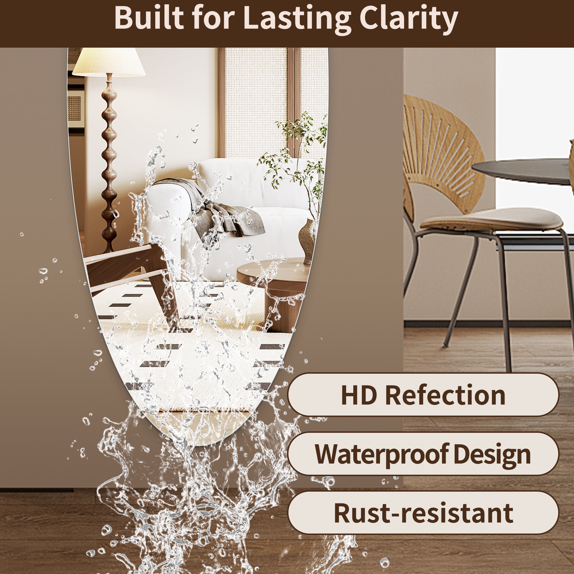 65" x 24" Full Length Wall Mirror - Oval Design