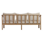 77.95" Outdoor Acacia Wood Frame Three-Seater Sofa