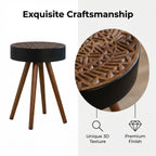15.7" Round Small Drink Table with Solid Wood Legs