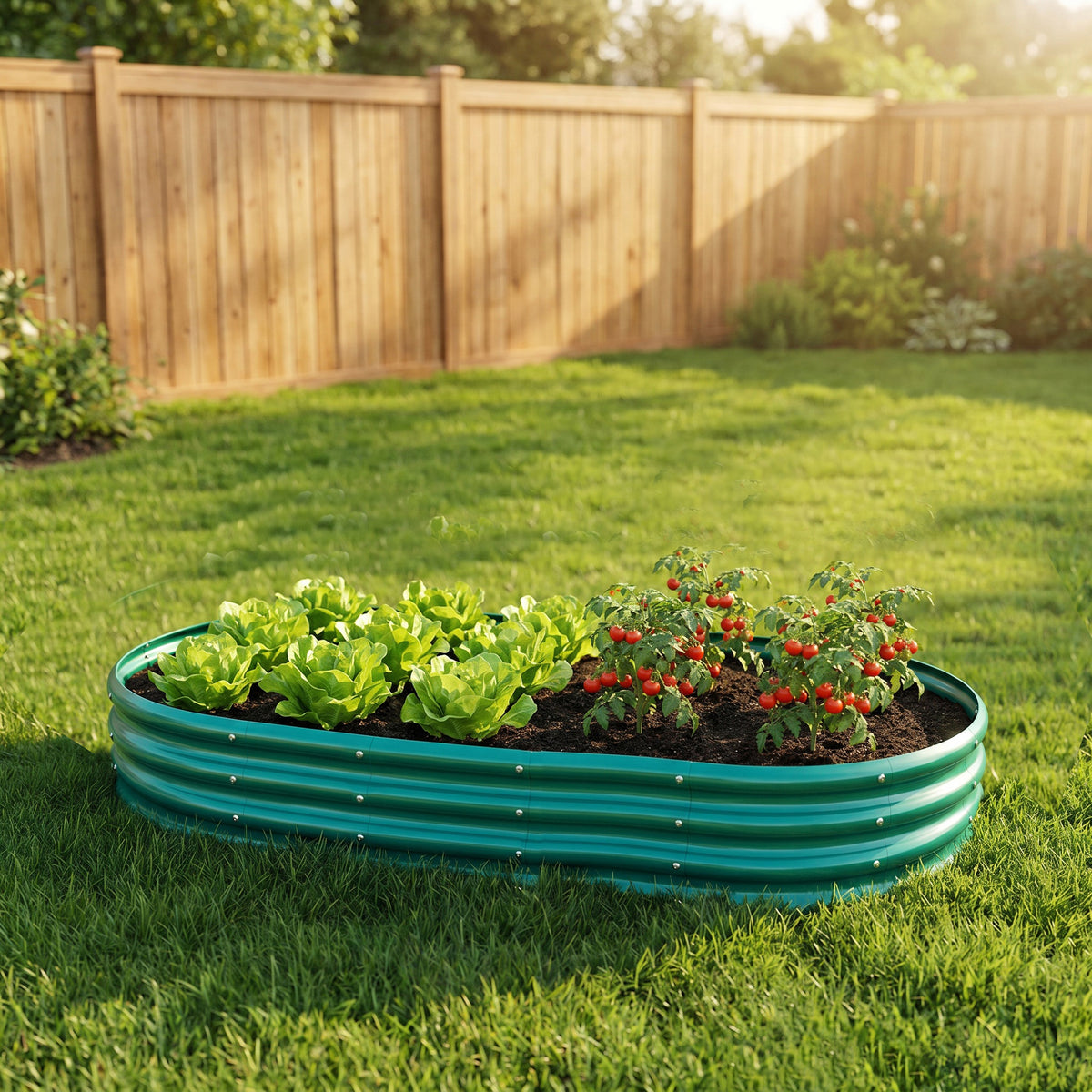 Galvanized Raised Garden Bed, 6x3x1 Ft, Green Metal Planter Box