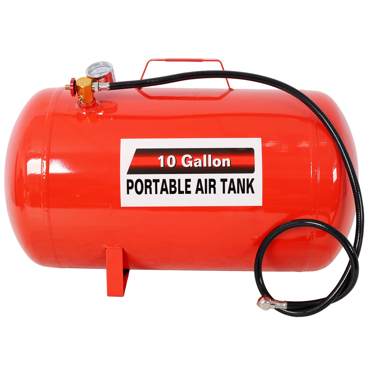 Portable 10 Gallon Air Tank, Lightweight Durable Air Compressor Tank with Pressure Gauge, Safety Valve and 43 Inch Hose for Easy Tool Connection