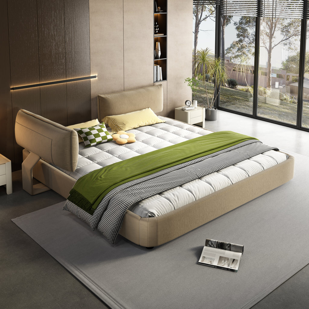 King Size Cloud Bed Frame with Oversized Padded Movable Headboard