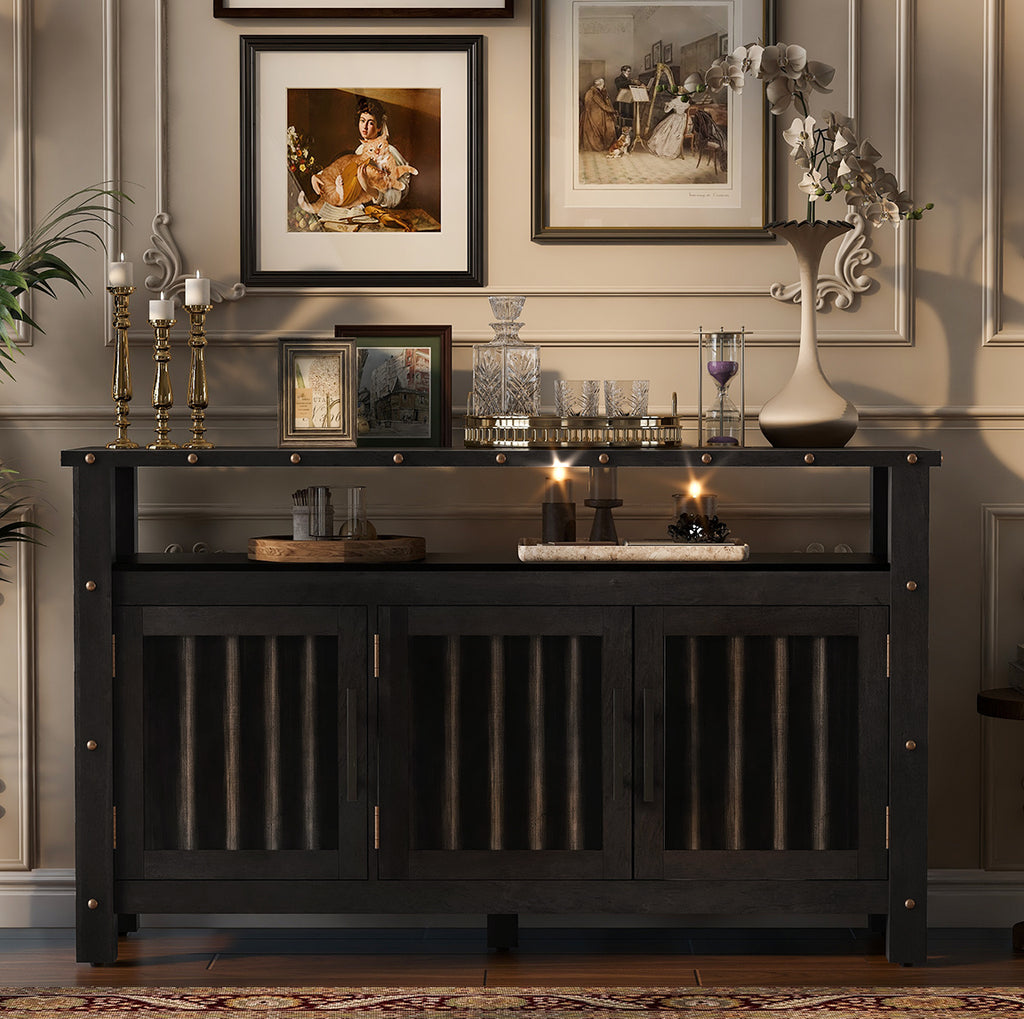 U_STYLED 55.1'' Pine Wood Buffet Cabinet
