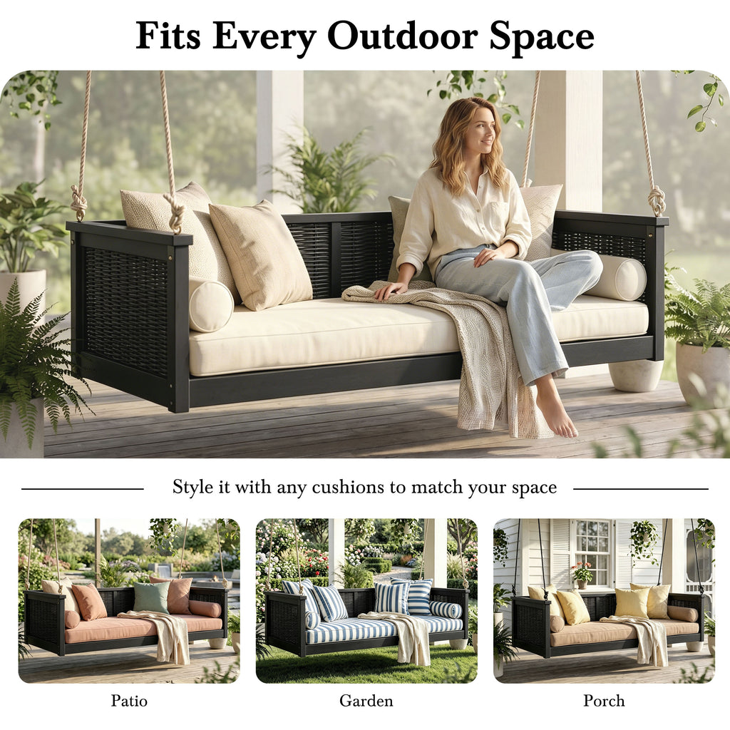 Topmax Outdoor Classic Solid Wood Twin Size Swing Bed