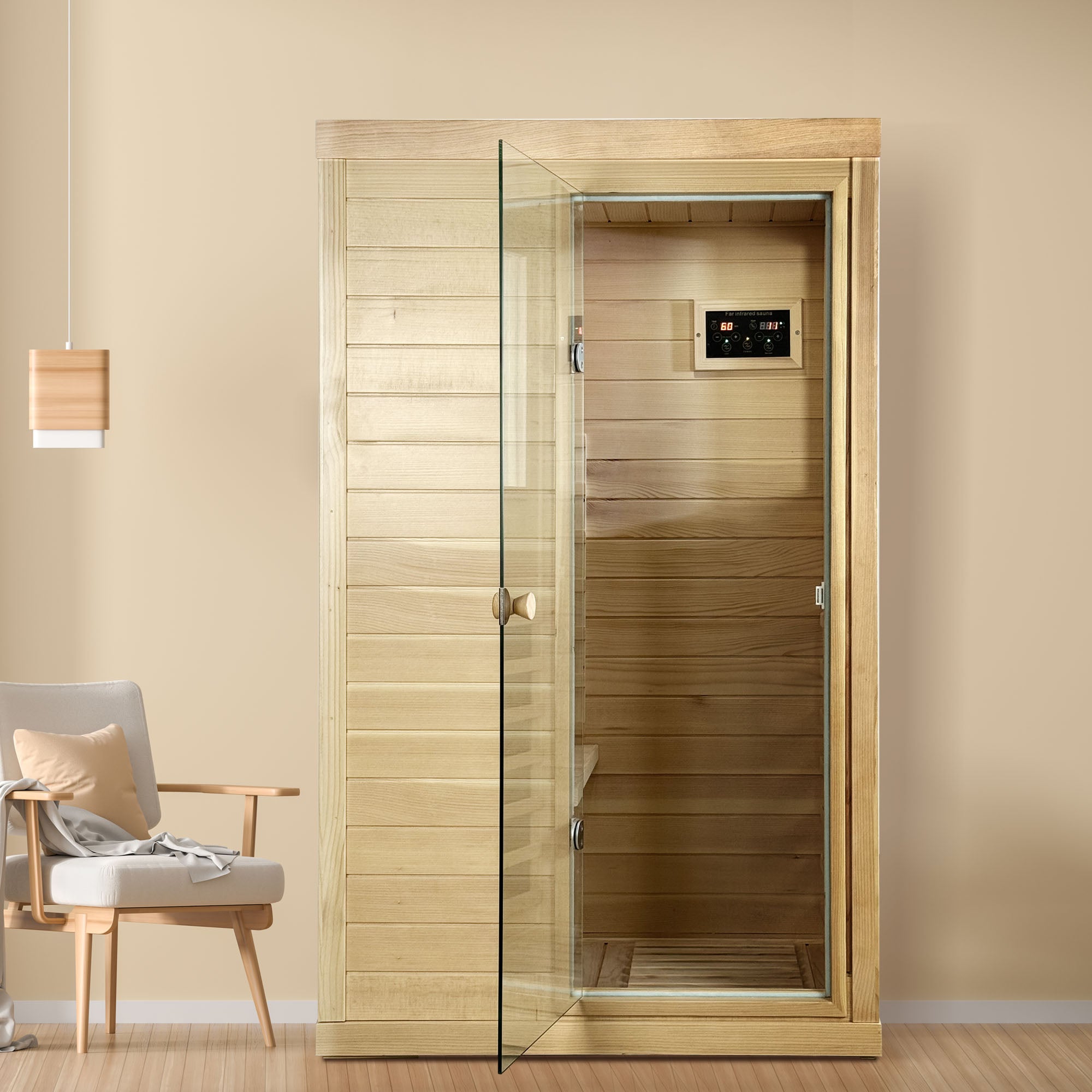Canadian Hemlock Wood One Person Far Infrared Sauna