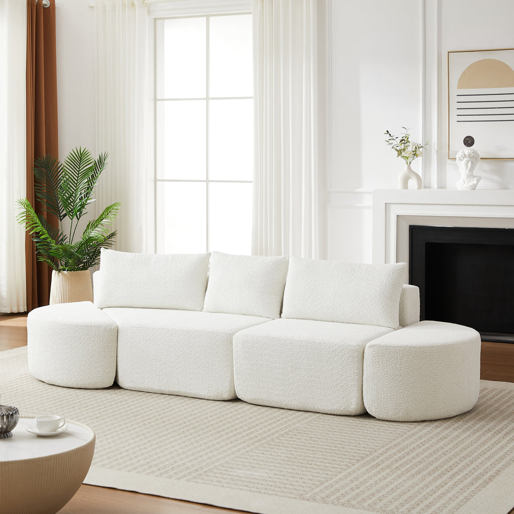 106.3-Inch V-Shaped Modular Sofa Set in Chenille Fabric