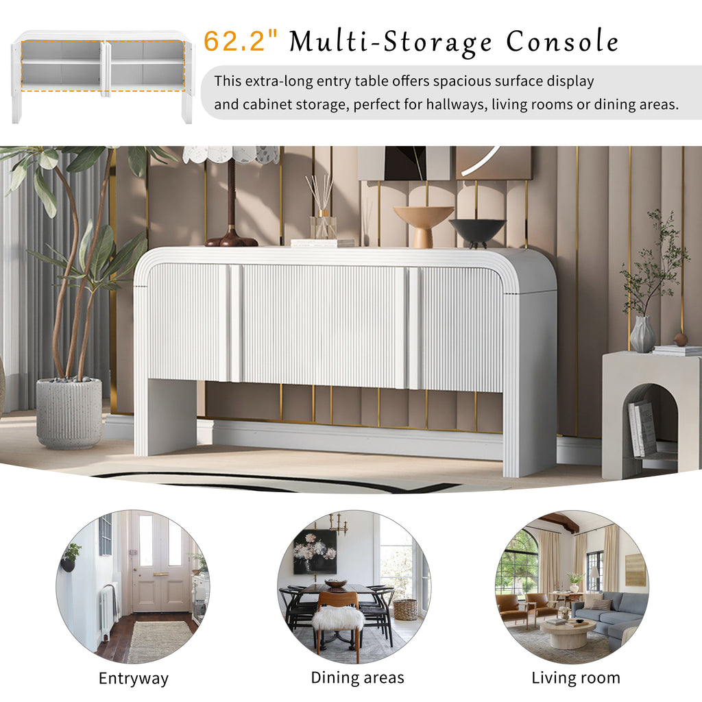 U_STYLE 62.2-Inch Wave-Pattern Console Table