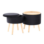 Contemporary Storage Ottoman Set with Matching Stool