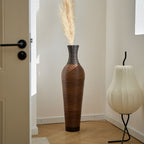 Hand-Woven PVC Rattan Floor Vase, 39 Inch Tall