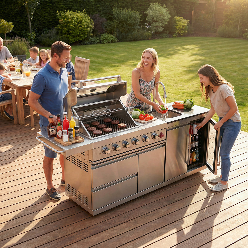 84-Inch Deluxe Stainless Steel Outdoor Kitchen Barbecue Island Grill