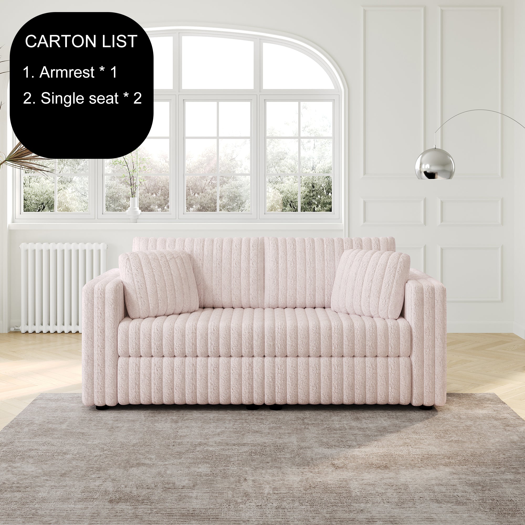 75.6" Soft Modular 2-Person Sofa - Light Pink