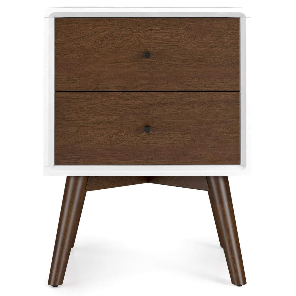 Caroline Mid Century Modern Style 2-Drawer Nightstand