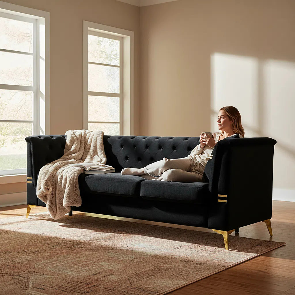FX-P83-BK4 Contemporary Sofa with 2 Pillows
