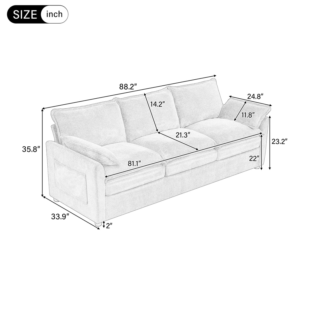 Modern 3-Seater Sofa with Plush Upholstery