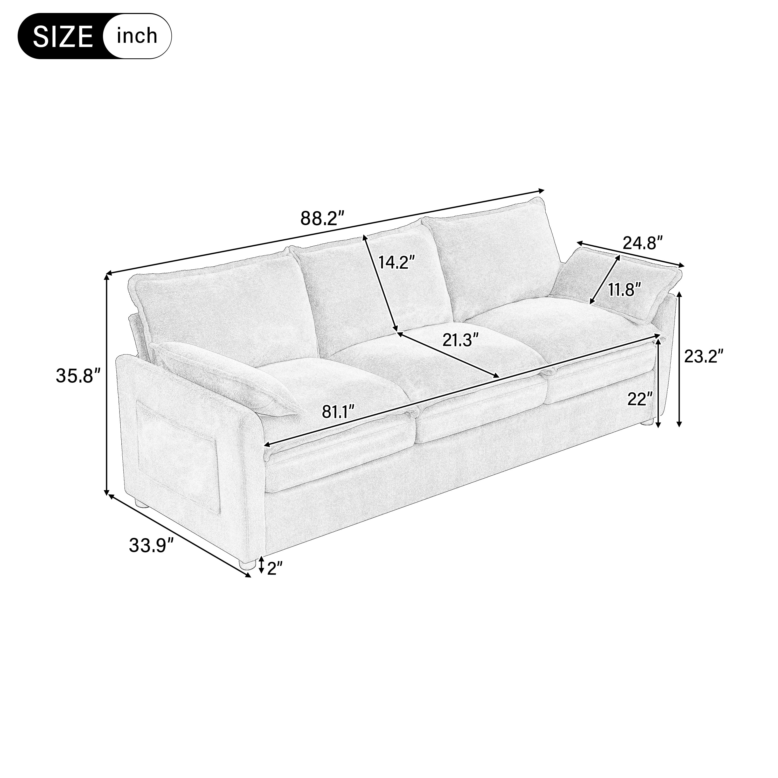 Modern 3-Seater Sofa with Plush Upholstery