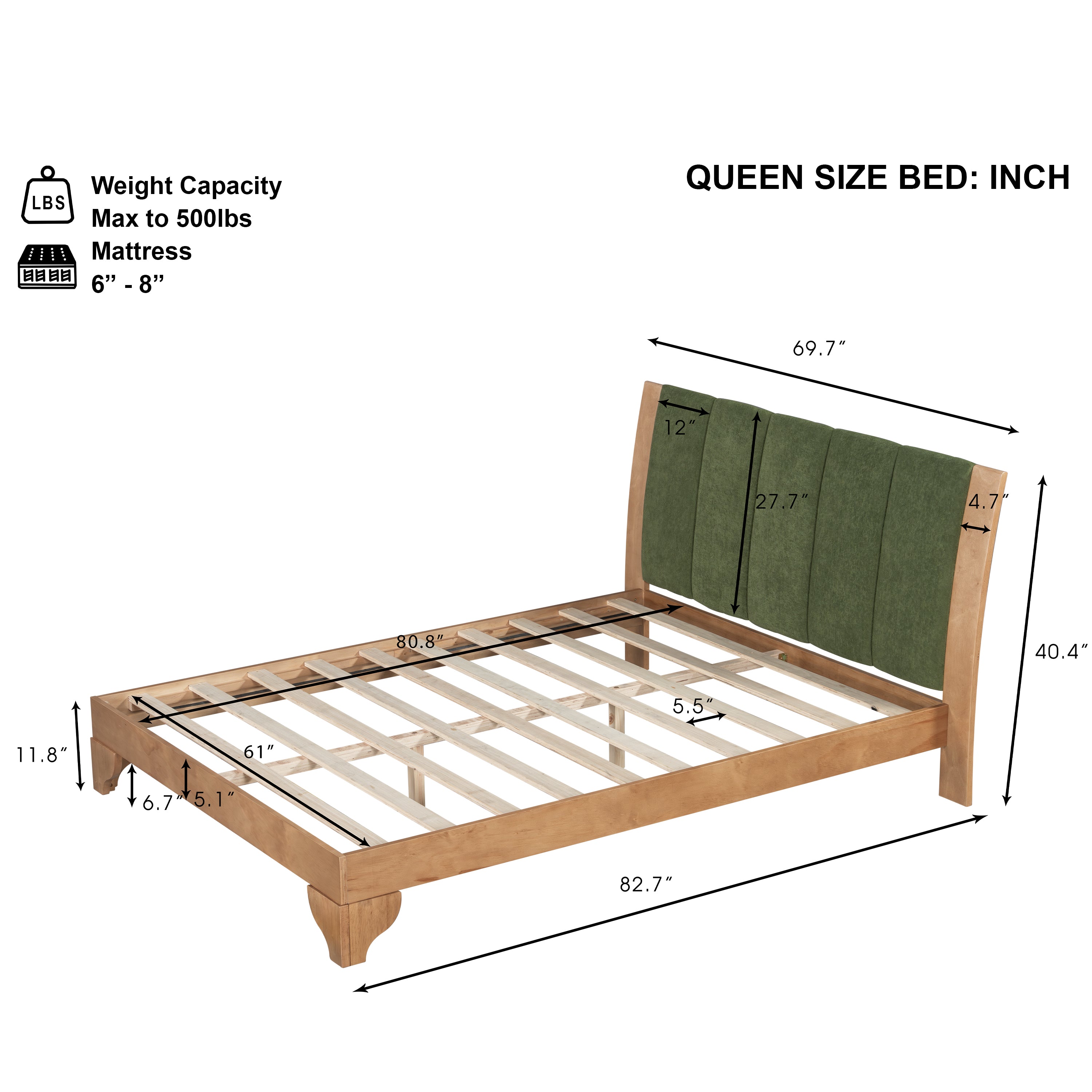 Premium Pine Wood Queen Bed Frame