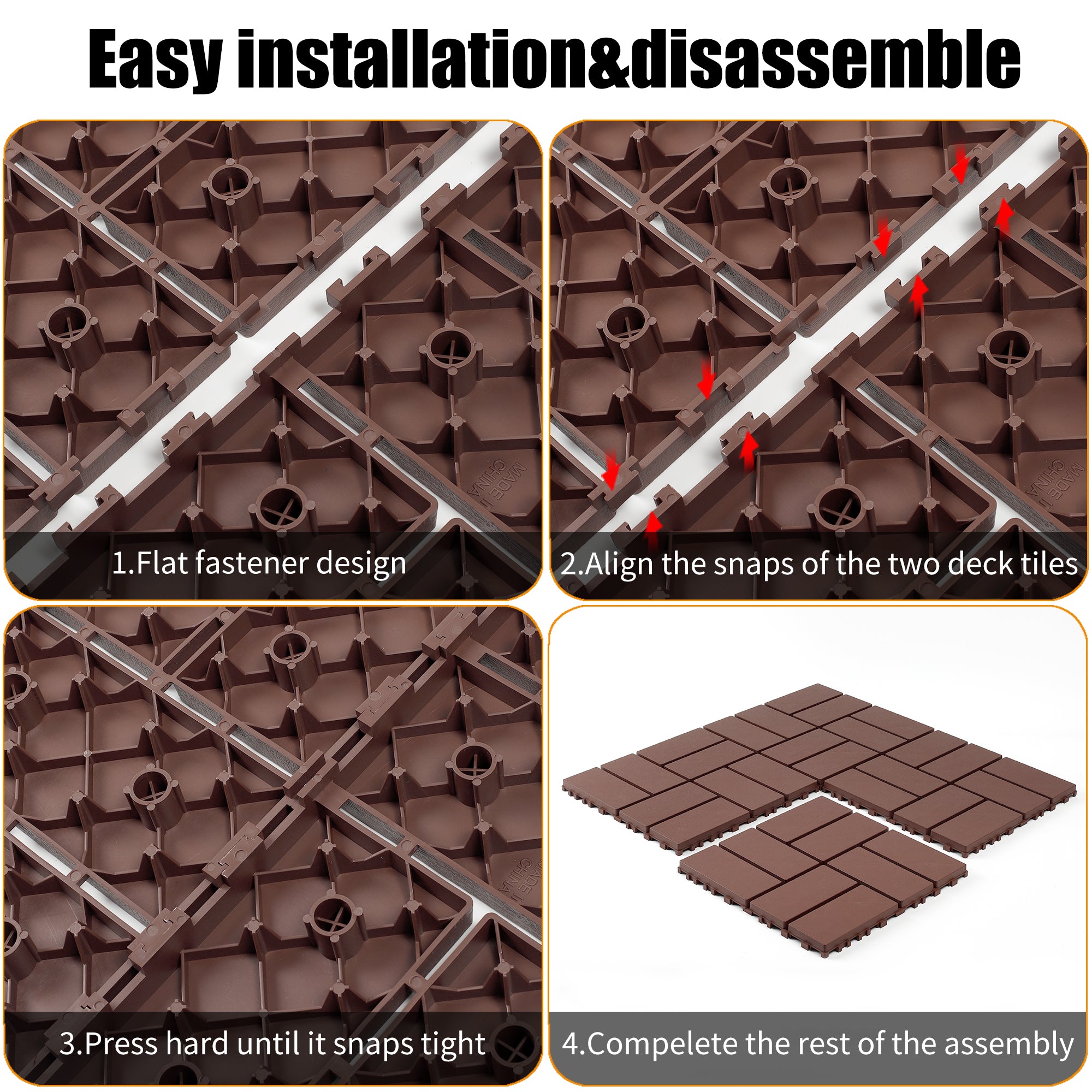 Plastic Interlocking Decking Tiles - 44 Packs