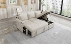 L-Shaped Sofa Couch Convertible Sofa Bed with Storage