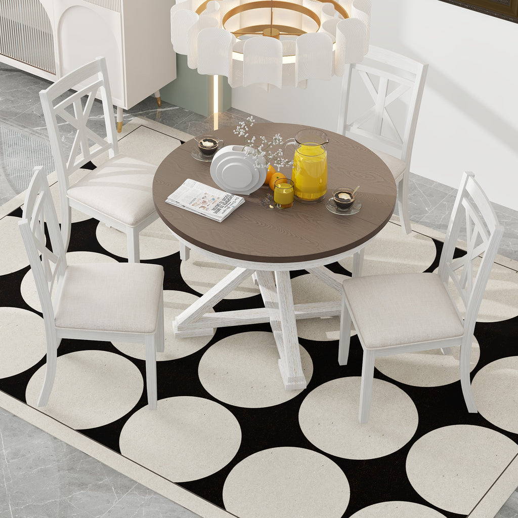 TREXM 5-Piece Retro Functional Dining Table Set