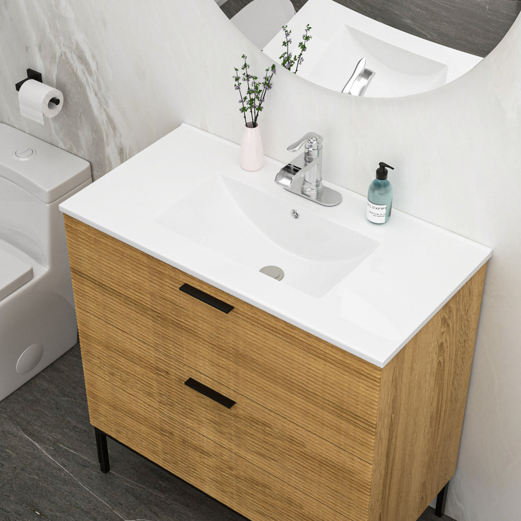 36"x18" White Rectangular Single Vanity Top