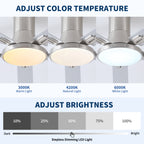 52 Inch Modern Brushed Nickel Flush Mount Ceiling Fan with Light and Remote Control
