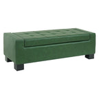 Green Storage Ottoman Bench with Solid Wood Legs