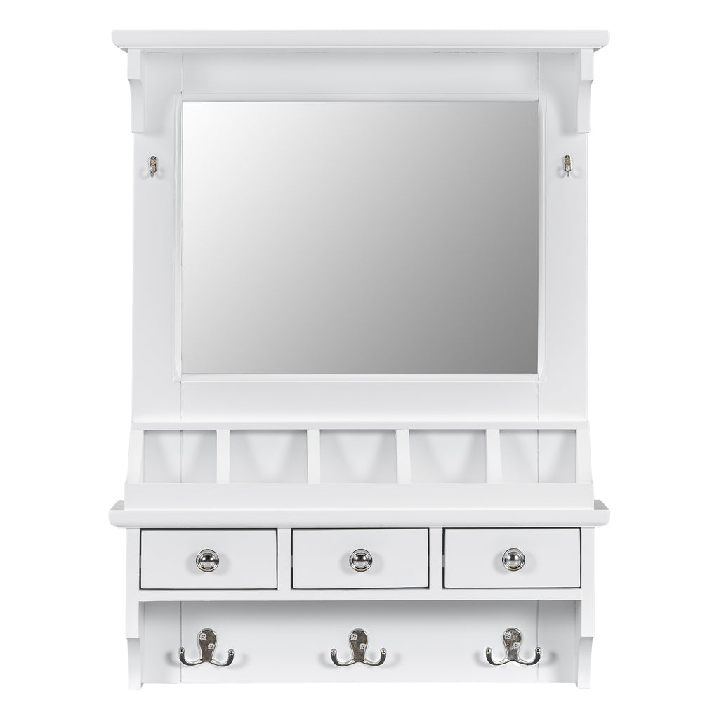 Floating Makeup Vanity with Big Mirror and Wall-Mounted Storage
