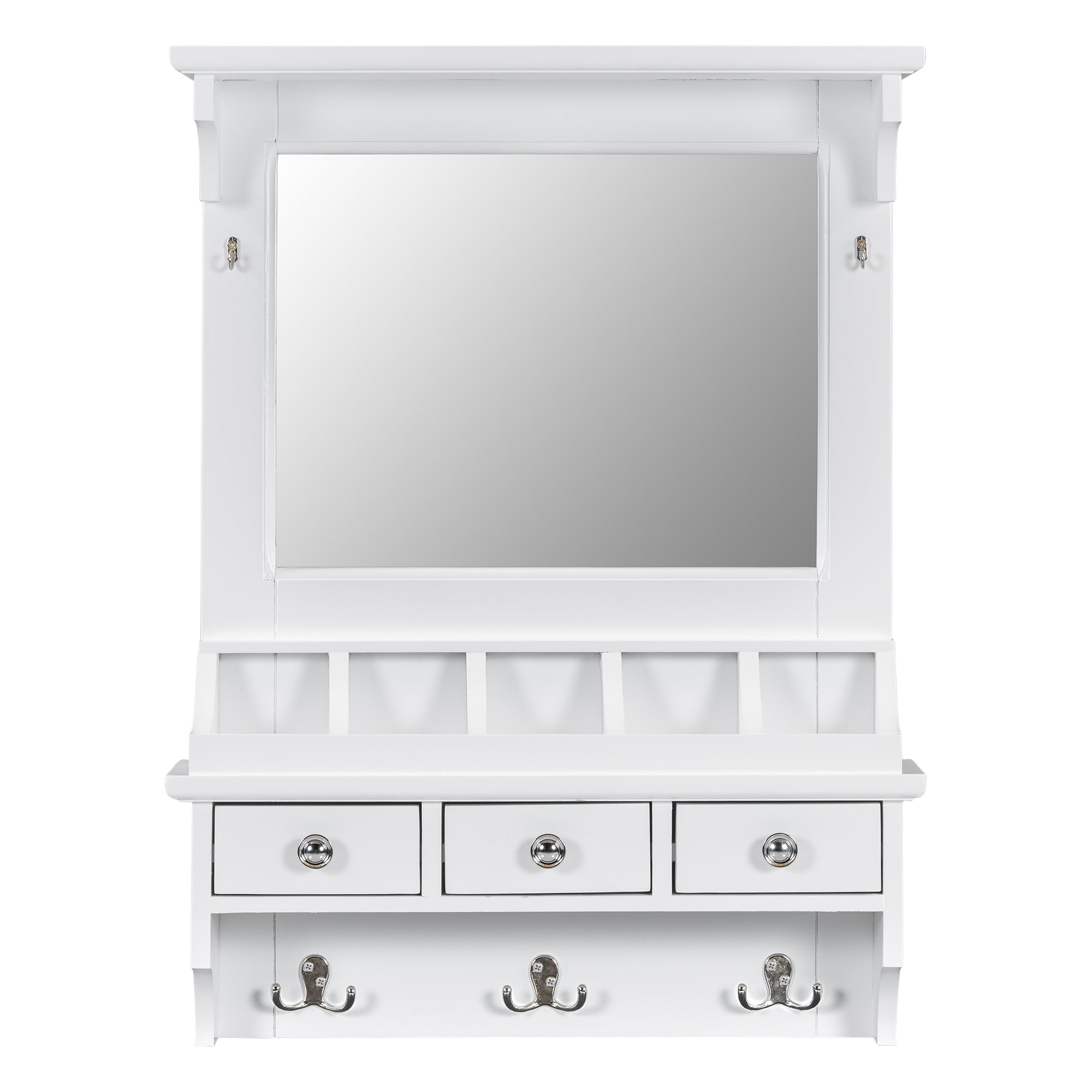 Floating Makeup Vanity with Big Mirror and Wall-Mounted Storage