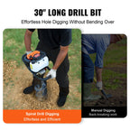 Gas Post Hole Digger 52CC 1450W with 8" Drill Bits & 1 Extension Rod
