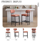 Bar Stools Set of 2, 26 Inch Modern Upholstered Fabric Counter Height Barstools