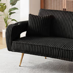 74 Inch Straight Corduroy Sofa Bed with Pillows