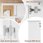 55 Inch Mirror Medicine Cabinet with Open Shelves
