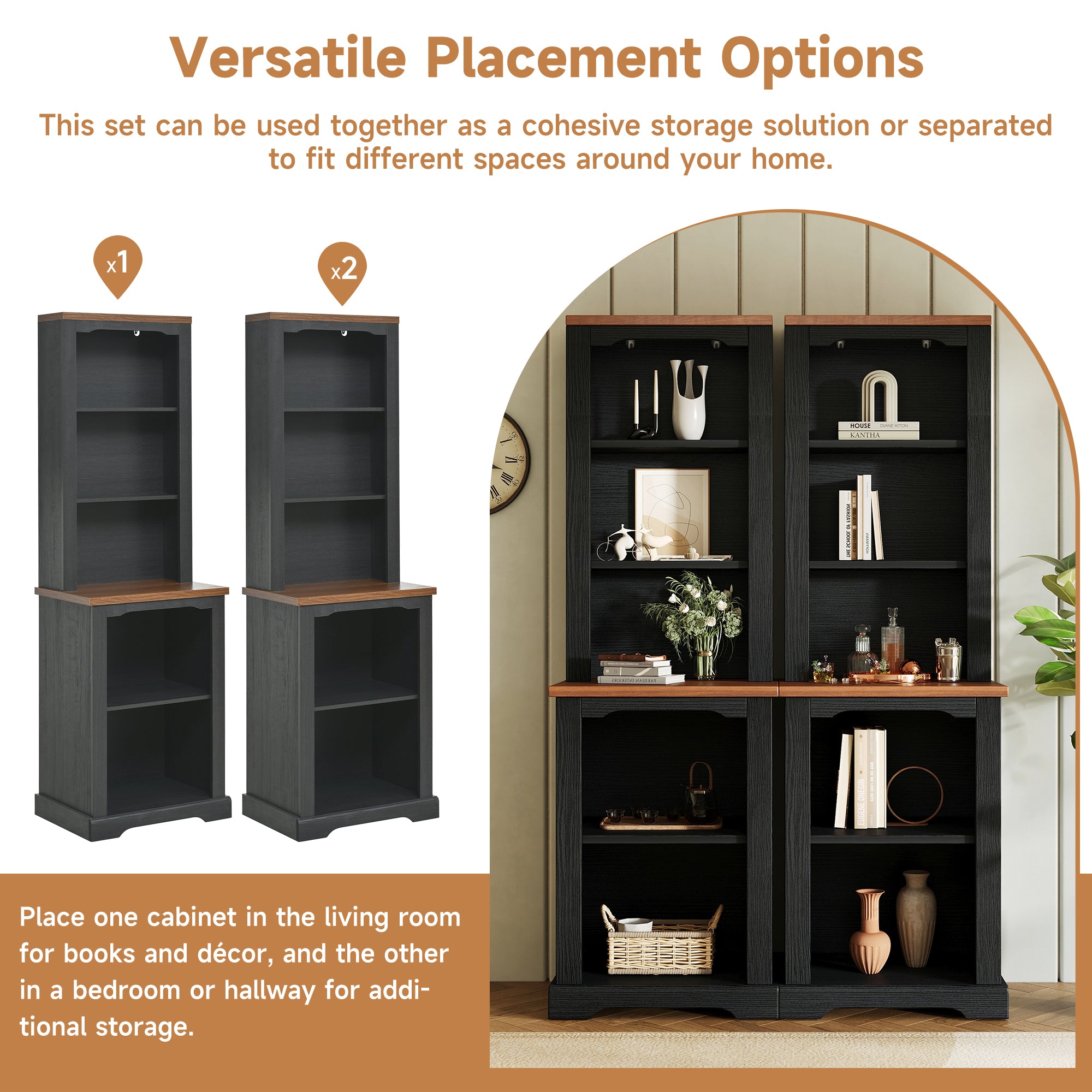On-Trend Two-Piece Elegant Freestanding Tall Cabinet