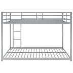 Full Over Full Metal Bunk Bed with Ladder in Silver