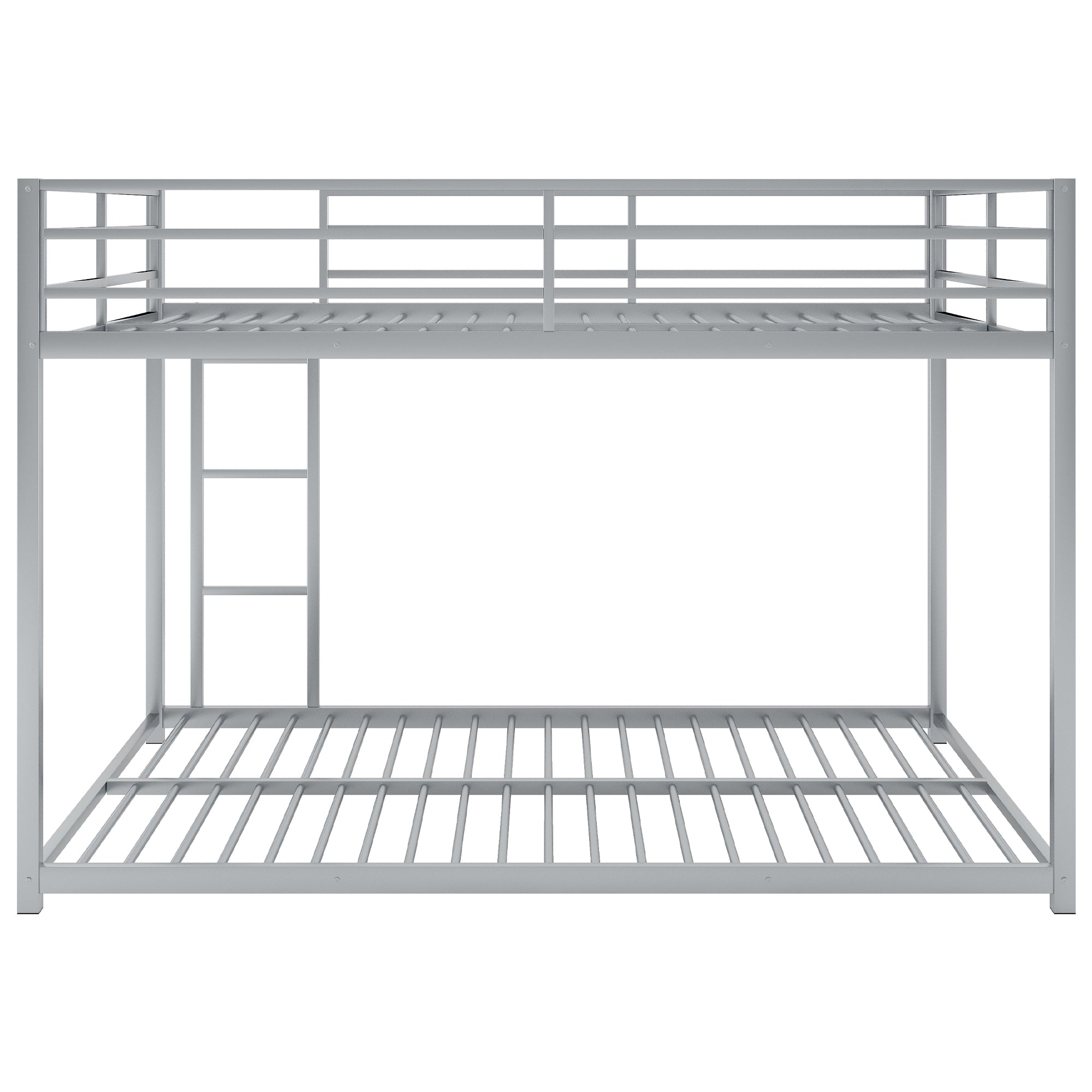 Full Over Full Metal Bunk Bed with Ladder in Silver