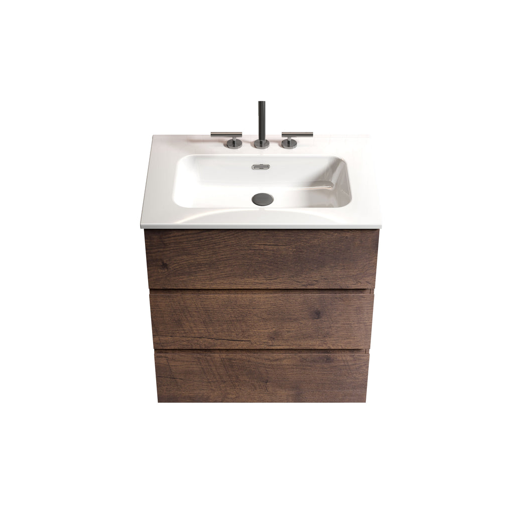 TIA 24-Inch Walnut Bathroom Vanity with Ceramic Sink