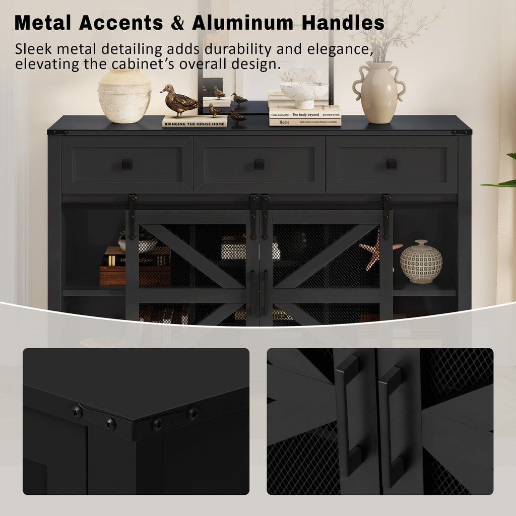 U_Style 55'' Sliding Barn Door Sideboard Buffet Cabinet