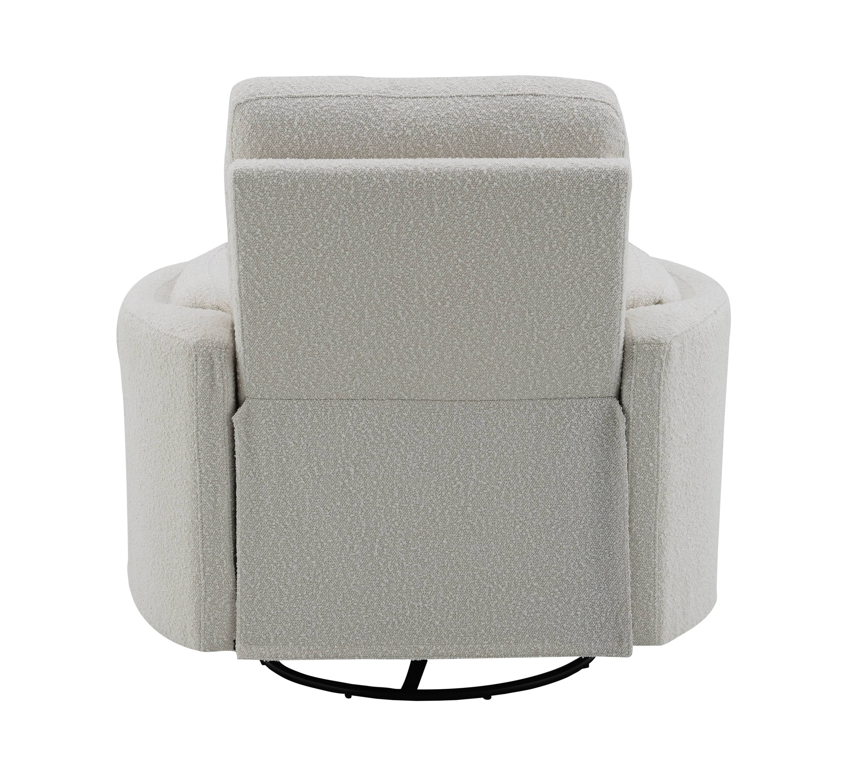 Sagen Beige Boucle Glider Recliner with Swivel
