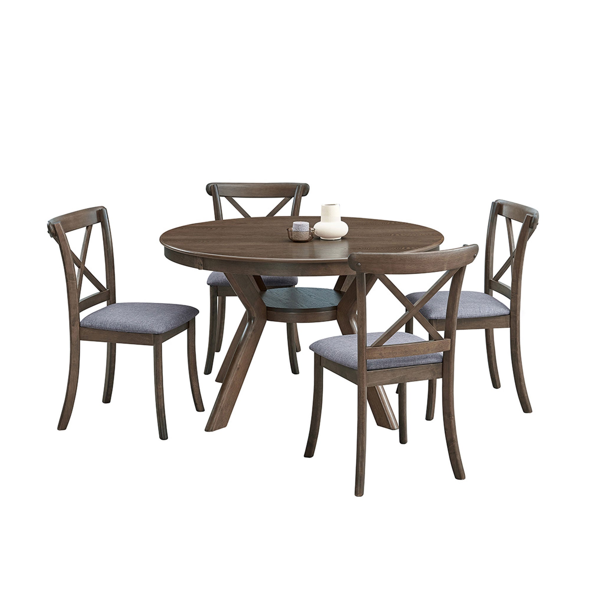 47.24'' Round Rubber Wood Dining Table for 4-6
