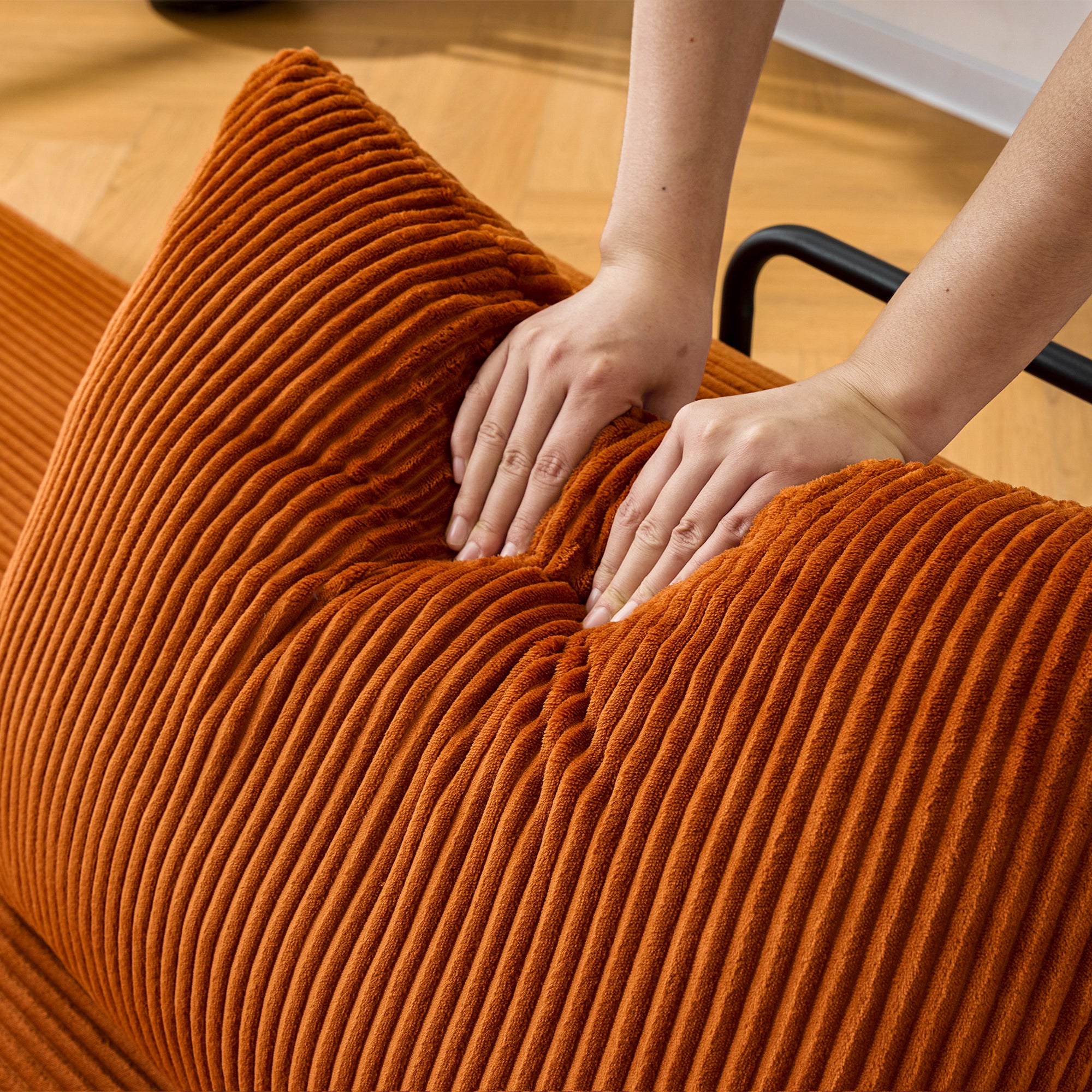 Convertible Sleeper Sofa Bed with Cylindrical Pillow - Orange