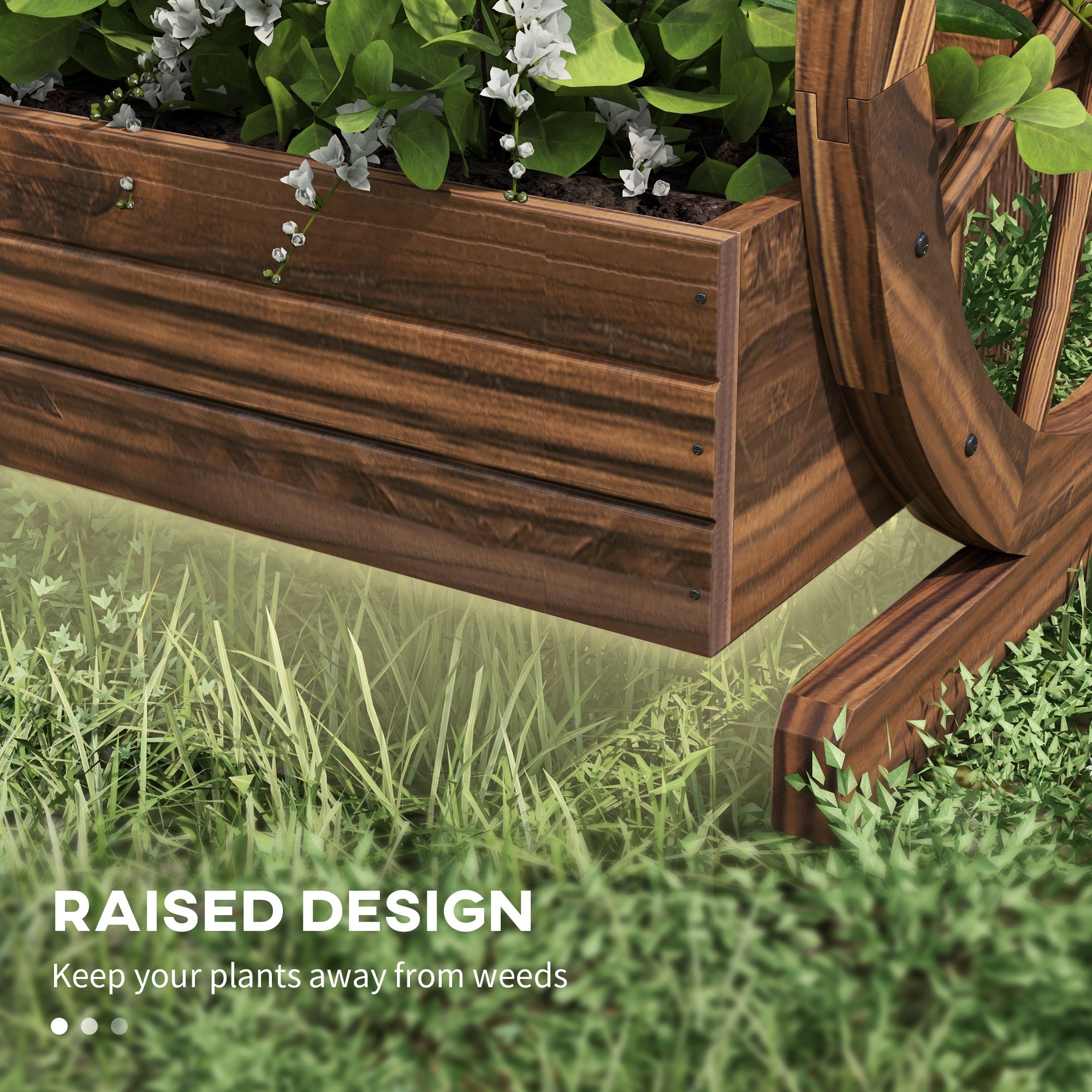 Outdoor Wooden Wagon Planter Box