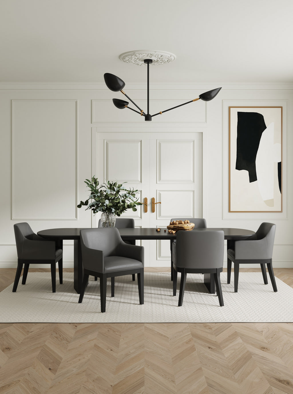 Gansevoort Wood Vegan Leather Armchair in Graphite