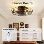 19.7" Industrial Caged Ceiling Fan with Light