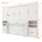 Queen Size Murphy Bed with Closet, Drawers and Shelves