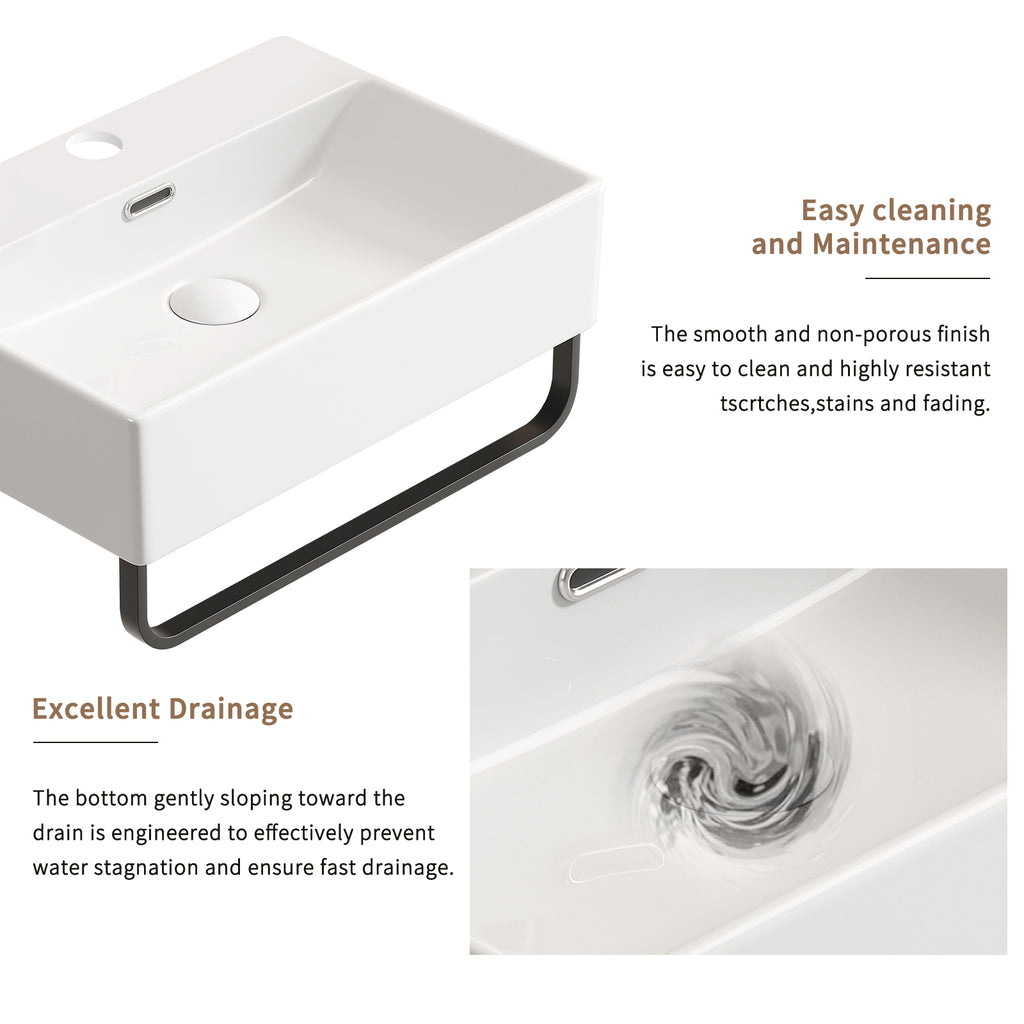 White Vessel Sink With Towel Rack