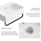 White Vessel Sink With Towel Rack